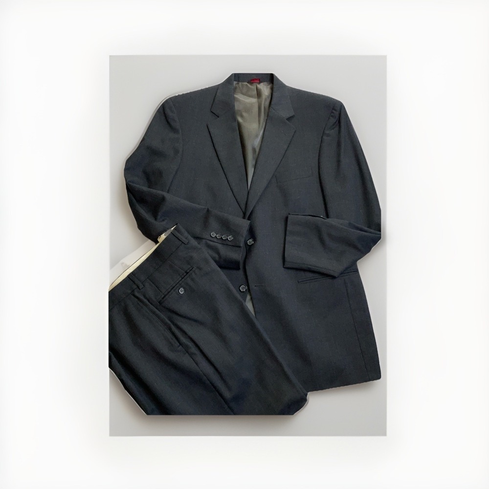 Men's 100% Wool Suit Savile Row Macys‎ Jacket 42 Long Waist 36 X29 Gray